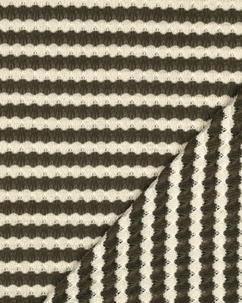 Tissu Crochet Rayures Kaki - Mercerine