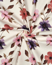 Tissu Coton Viscose Fleuri Fond Ecru