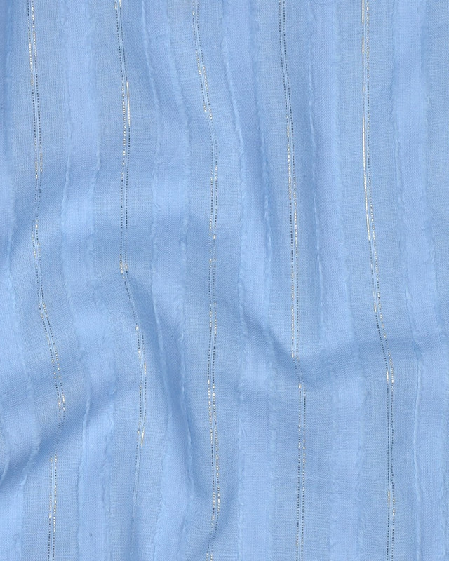 Tissu Coton Bleu à Rayures Lurex Argent - Mercerine