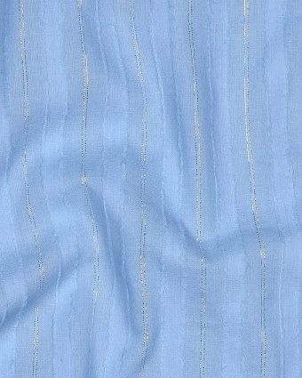 Tissu Coton Bleu à Rayures Lurex Argent - Mercerine