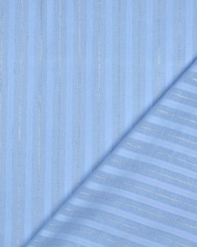 Tissu Coton Bleu à Rayures Lurex Argent - Mercerine