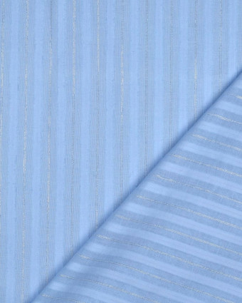 Tissu Coton Bleu à Rayures Lurex Argent - Mercerine