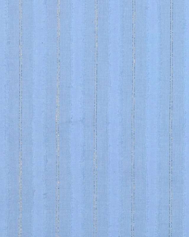 Tissu Coton Bleu à Rayures Lurex Argent - Mercerine