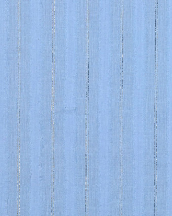 Tissu Coton Bleu à Rayures Lurex Argent - Mercerine