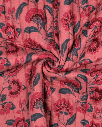 Tissu Matelassé Double Gaze Vieux Rose et Vert d'Eau - Mercerine