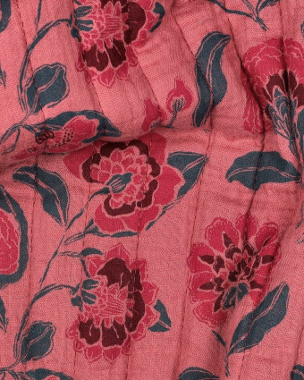 Tissu Matelassé Double Gaze Vieux Rose et Vert d'Eau - Mercerine