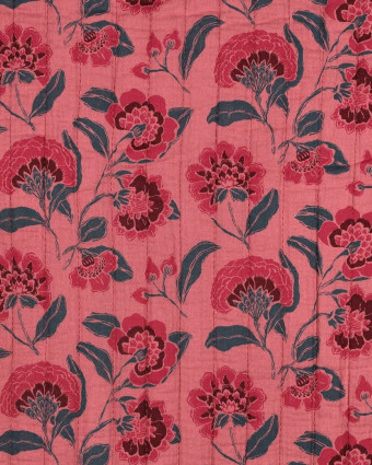 Tissu Matelassé Double Gaze Vieux Rose et Vert d'Eau - Mercerine