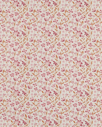 Popeline de Coton Fleuri Rose et Bordeaux - Mercerine