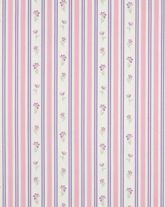 Popeline de Coton Rayures Vintage Rose et Mauve - Mercerine