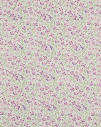 Popeline de Coton Fleuri Rose et Mauve - Mercerine