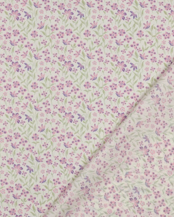 Popeline de Coton Fleuri Rose et Mauve - Mercerine
