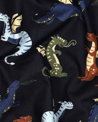 Popeline de Coton Dragon Bleu Marine - Mercerine