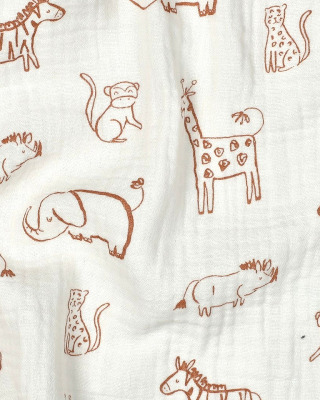 Double Gaze Ecru Motif Safari Caramel - Mercerine