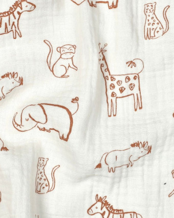 Double Gaze Ecru Motif Safari Caramel - Mercerine