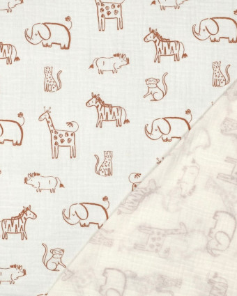 Double Gaze Ecru Motif Safari Caramel - Mercerine