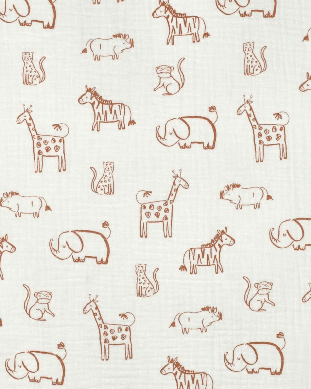 Double Gaze Ecru Motif Safari Caramel - Mercerine