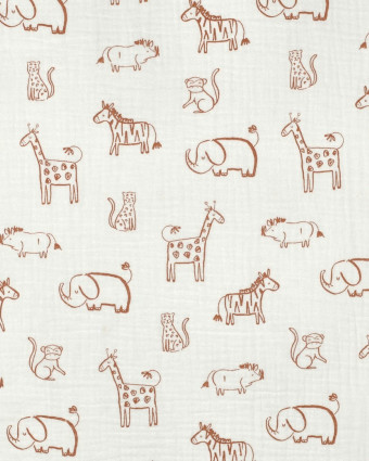 Double Gaze Ecru Motif Safari Caramel - Mercerine