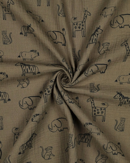 Double Gaze Kaki Motif Safari - Mercerine
