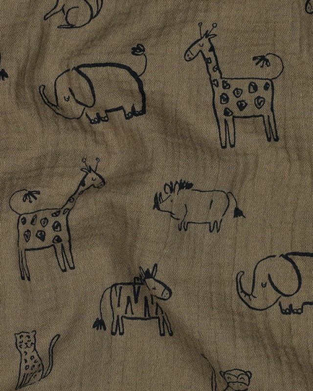 Double Gaze Kaki Motif Safari - Mercerine
