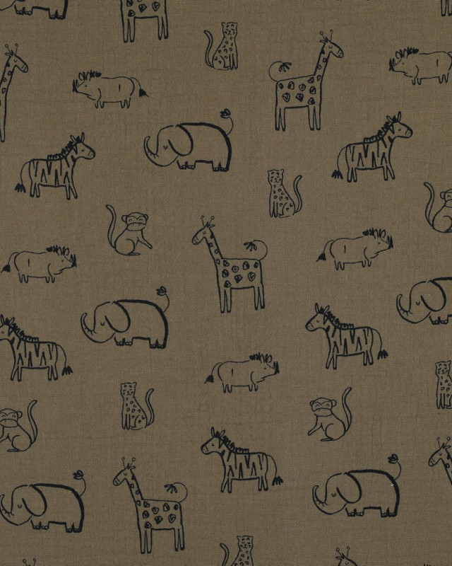 Double Gaze Kaki Motif Safari - Mercerine