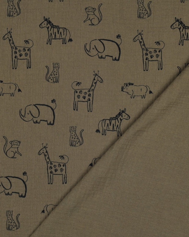 Double Gaze Kaki Motif Safari - Mercerine