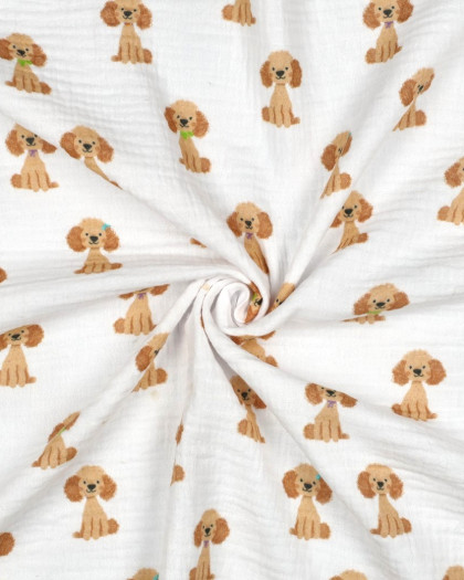 Double Gaze Motif Petit Chien - Mercerine
