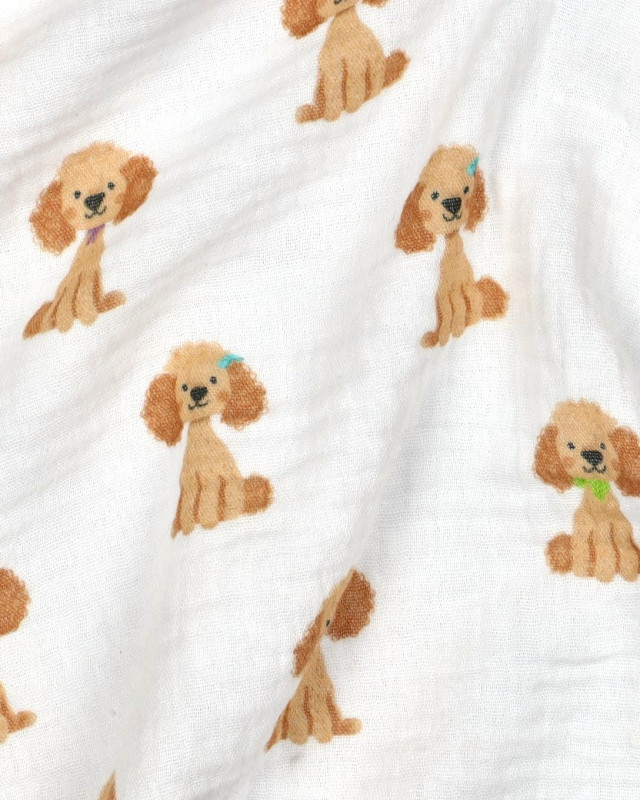 Double Gaze Motif Petit Chien - Mercerine