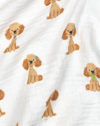 Double Gaze Motif Petit Chien - Mercerine