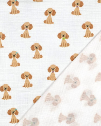 Double Gaze Motif Petit Chien - Mercerine