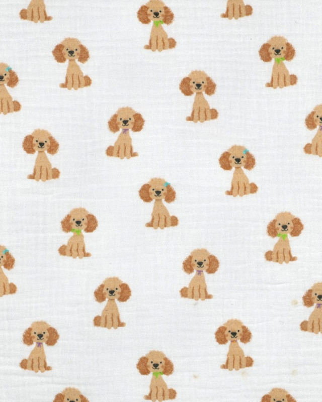 Double Gaze Motif Petit Chien - Mercerine