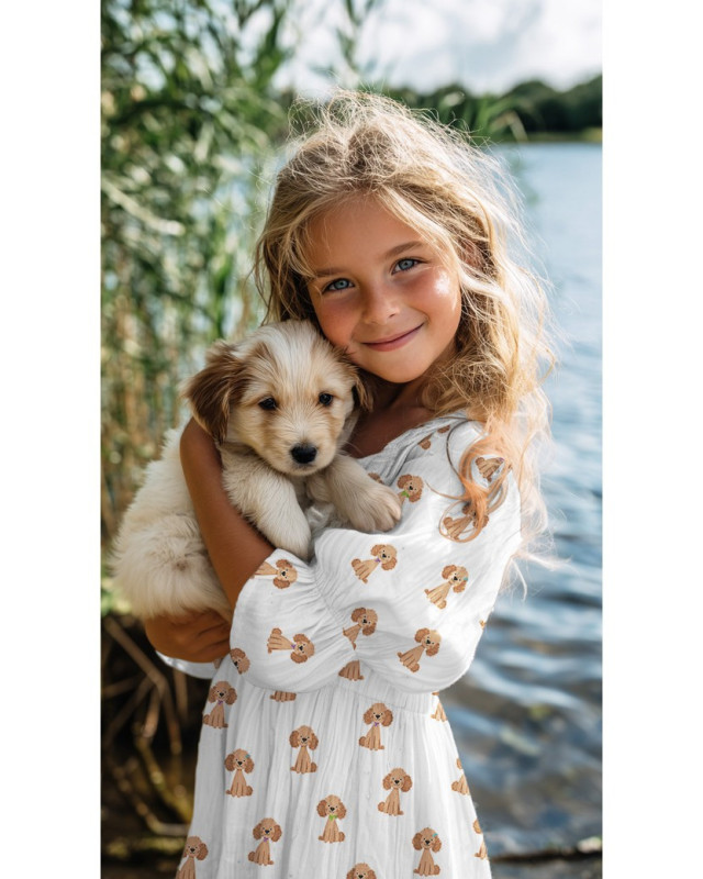 Double Gaze Motif Petit Chien - Mercerine