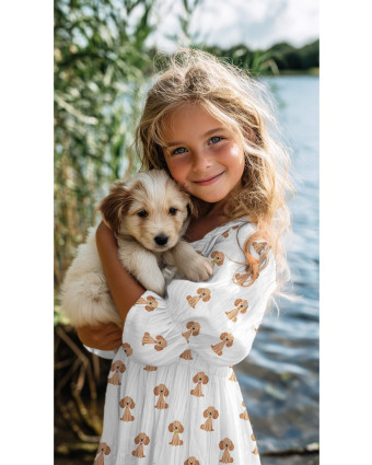 Double Gaze Motif Petit Chien - Mercerine