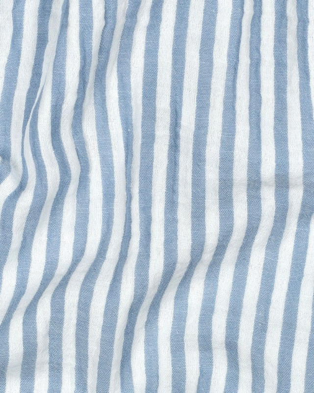 Double Gaze à Rayures Bleu Ciel - Mercerine