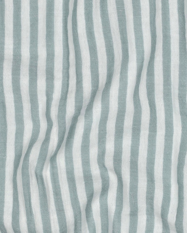 Double Gaze à Rayures Sauge - Mercerine