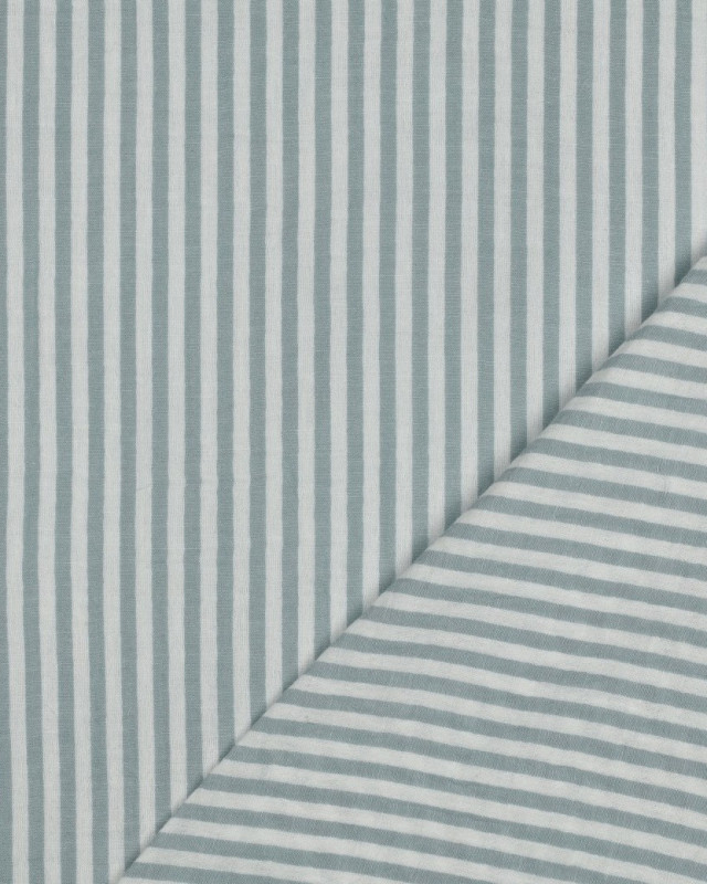 Double Gaze à Rayures Sauge - Mercerine