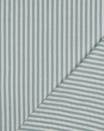 Double Gaze à Rayures Sauge - Mercerine