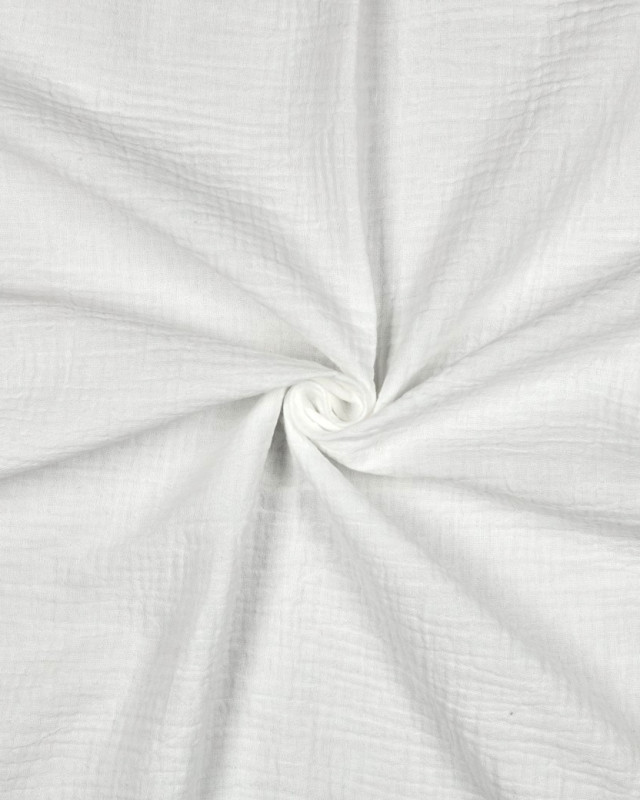 Double Gaze Blanche Festonnée Brodée Fleuri - Mercerine
