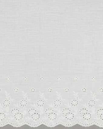 Double Gaze Blanche Festonnée Brodée Fleuri - Mercerine