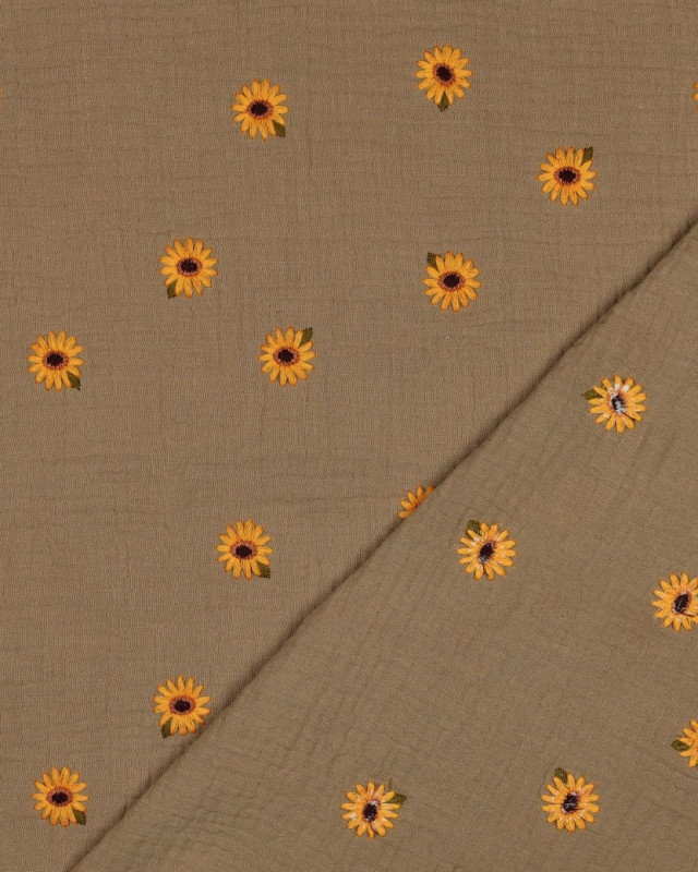 Double Gaze Tournesol Bordé Taupe - Mercerine