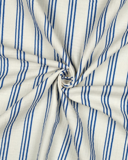 Doube Gaze Gots Rayures Bleues - Mercerine