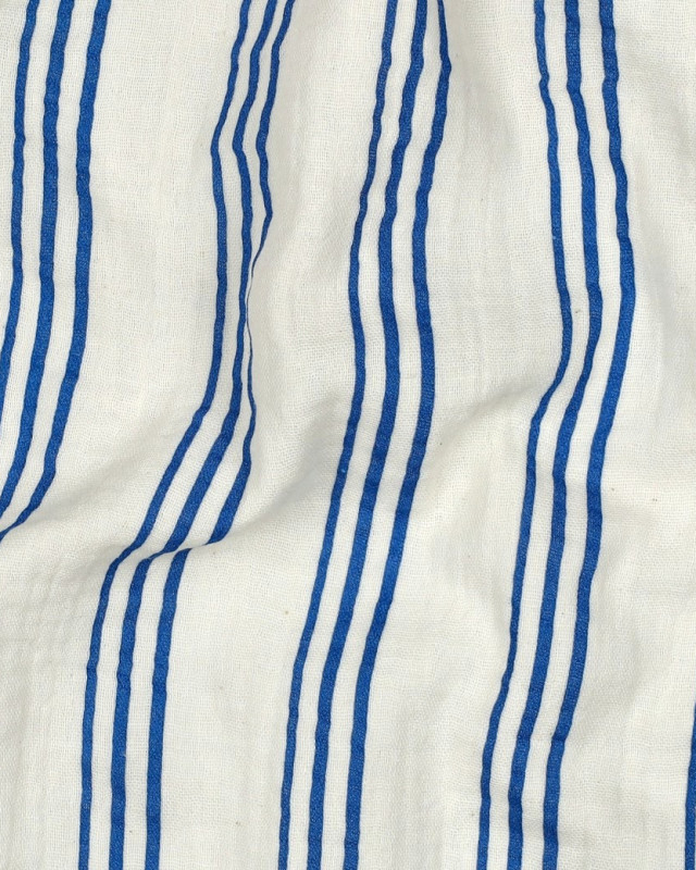 Doube Gaze  Rayures Bleues - Mercerine