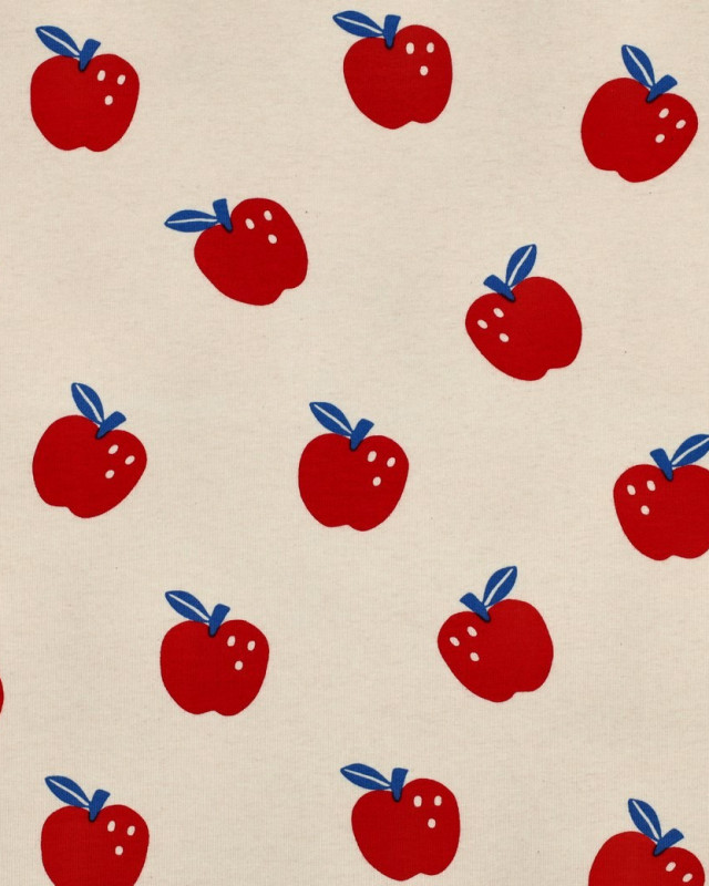 Jersey de Coton  Pommes Rouges et Bleues - Mercerine