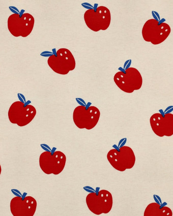 Jersey de Coton  Pommes Rouges et Bleues - Mercerine