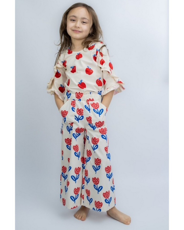 Jersey de Coton  Pommes Rouges et Bleues - Mercerine