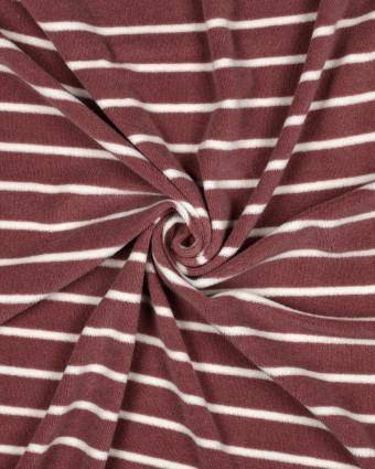 Tissu Coton Mini Eponge Vieux Rose à Rayures  - Mercerine