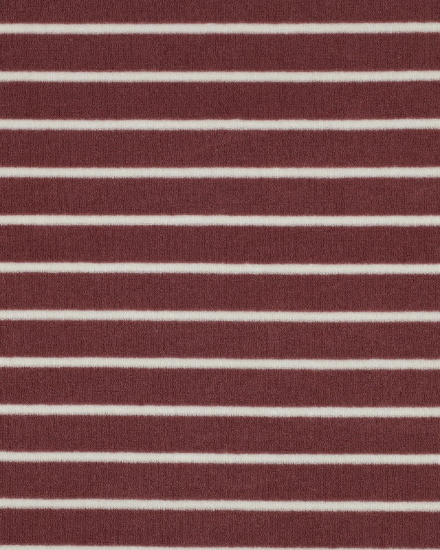 Tissu Jersey Mini Eponge Vieux Rose à Rayures  - Mercerine