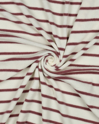 Tissu Coton Mini Eponge Ecru à Rayures Vieux Rose - Mercerine