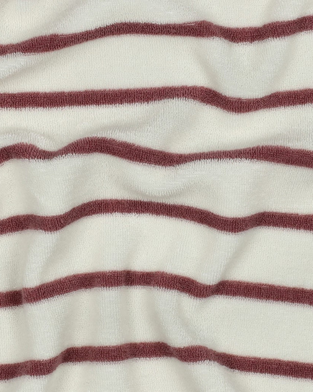 Tissu Jersey Mini Eponge Ecru à Rayures Vieux Rose - Mercerine