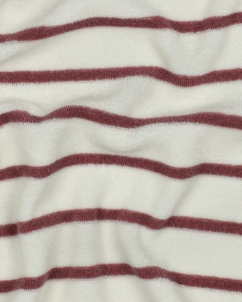 Tissu Jersey Mini Eponge Ecru à Rayures Vieux Rose - Mercerine