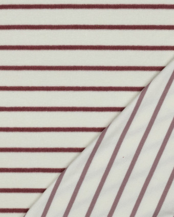 Tissu Jersey Mini Eponge Ecru à Rayures Vieux Rose - Mercerine